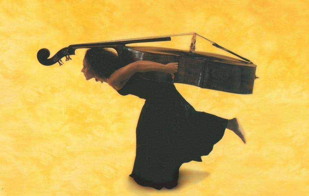 Strongman Lady Lifting Cello Bass London Concert Advertising Postcard