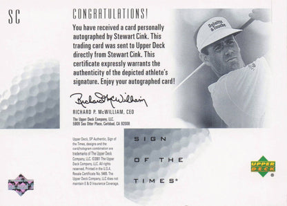 Stuart Cink Sign Of The Times Hand Signed 2001 SP Golf Autograph Card