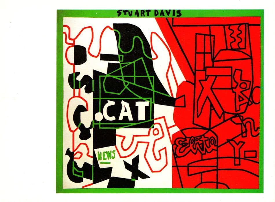 Stuart Davis Pochade Cat News Elite 1950s Oil Painting Postcard