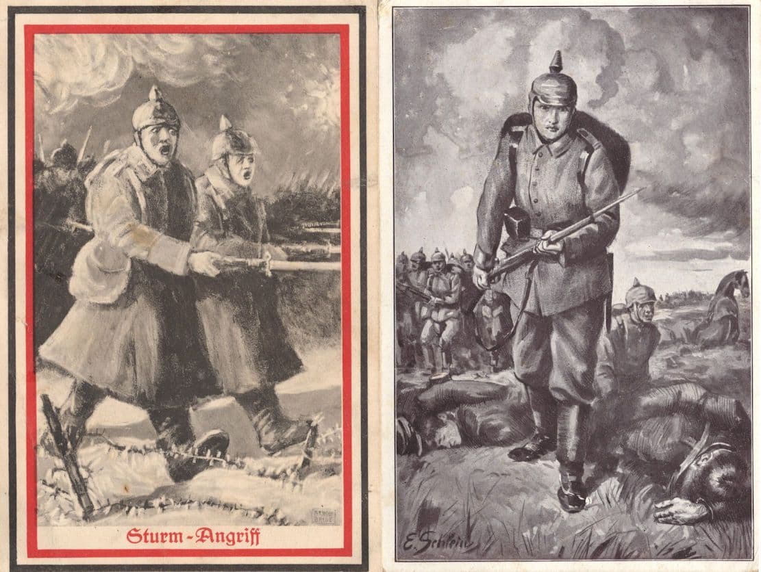 Sturm Angriff 2x Sent By German Soldier Rifle Army Gun WW1 Postcard s
