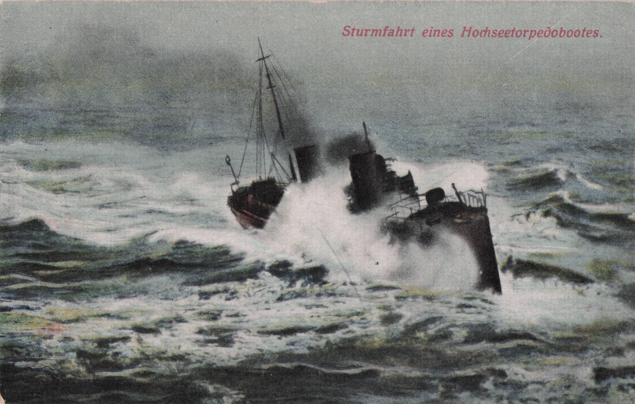 Sturmfahrt Eines Hochsee-Torpedobootes Disaster German Ship Postcard