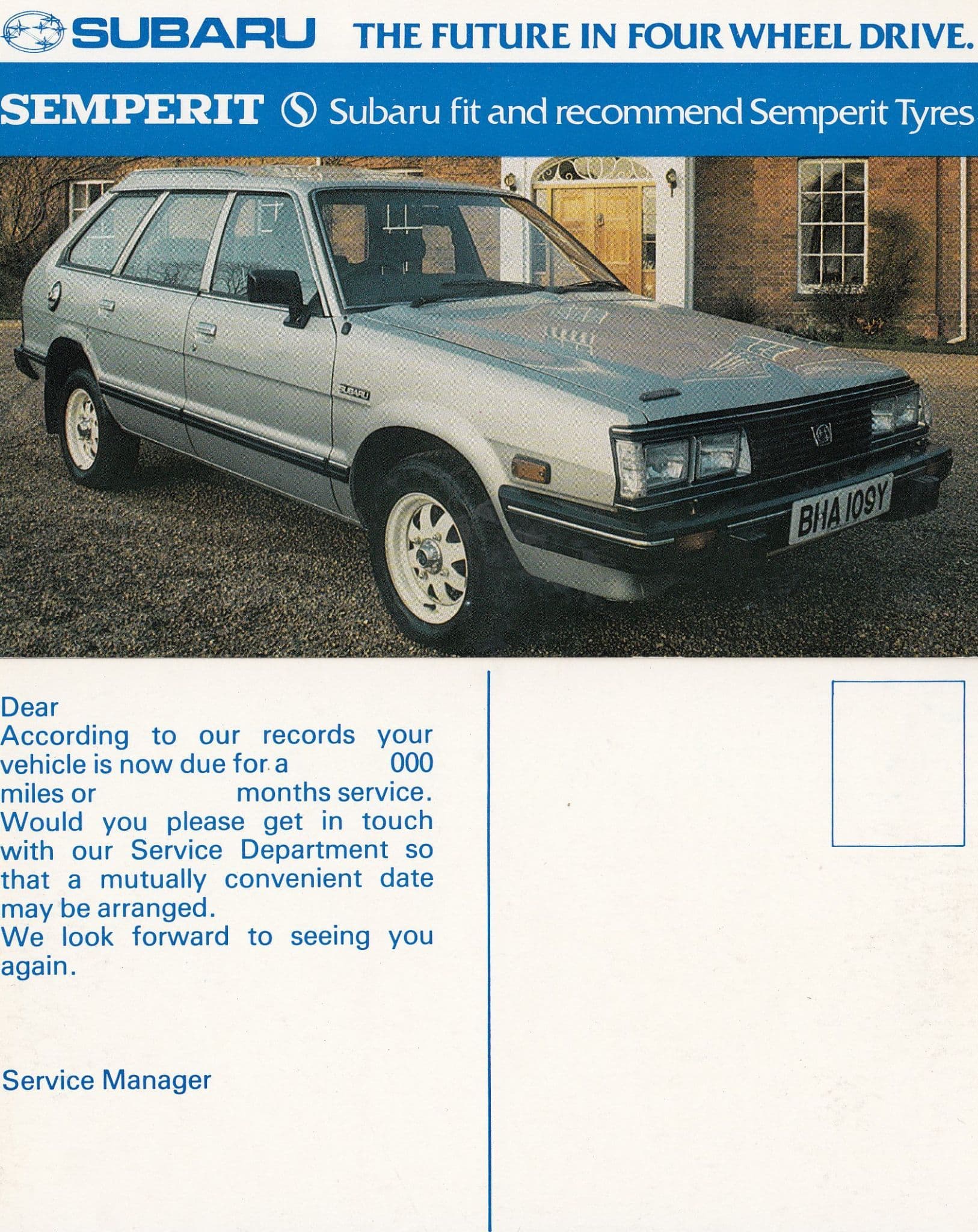 Subaru Semperit Car Vintage Advertising Postcard