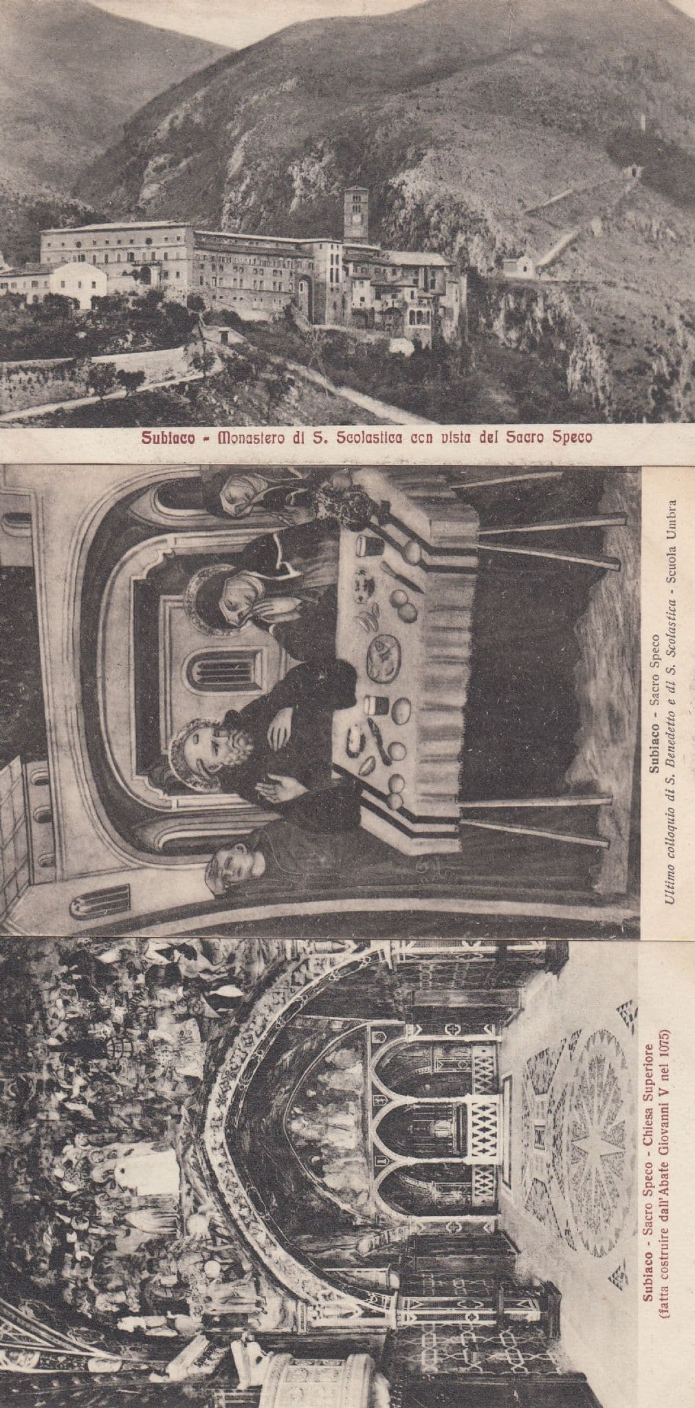 Subiaco Sacro Speco Chiesa 3x Italian Religious Old Postcard s