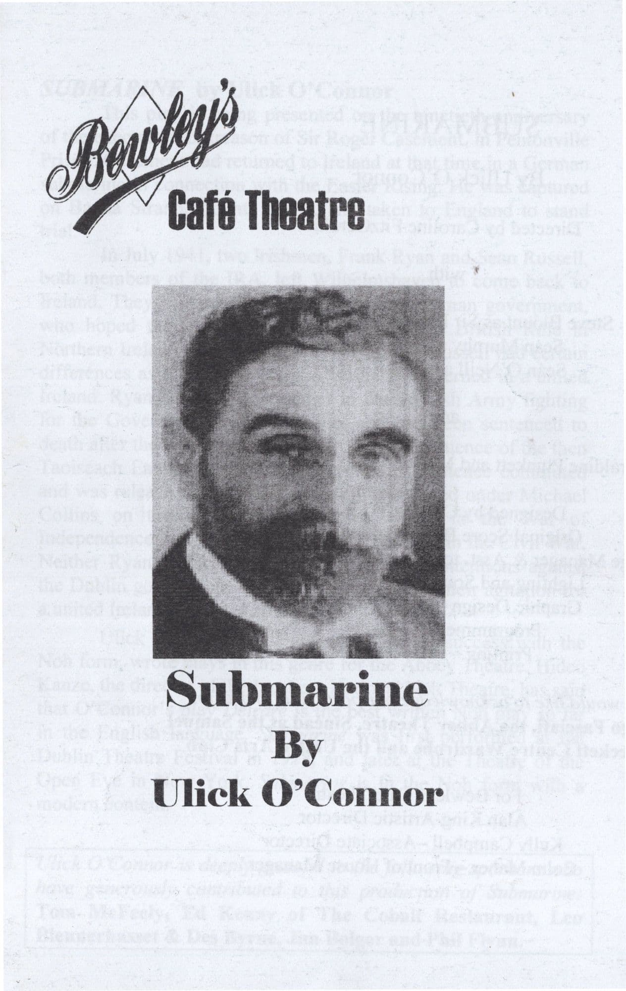 Submarine IRA War WW2 Hand Signed Geraldine Plunkett Irish Theatre Programme
