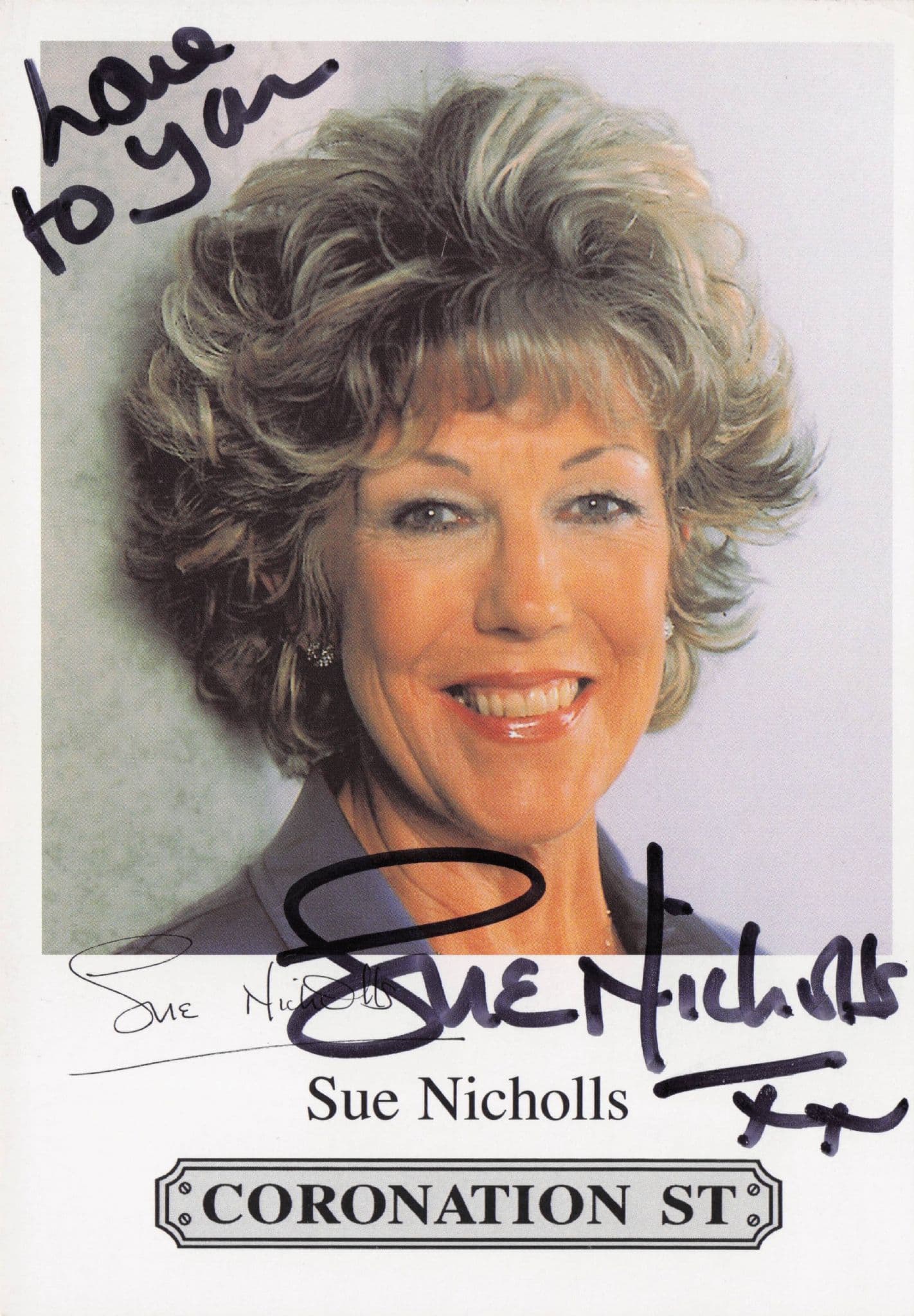 Sue Nicholls Audrey Coronation Street Hand Signed Cast Card Photo