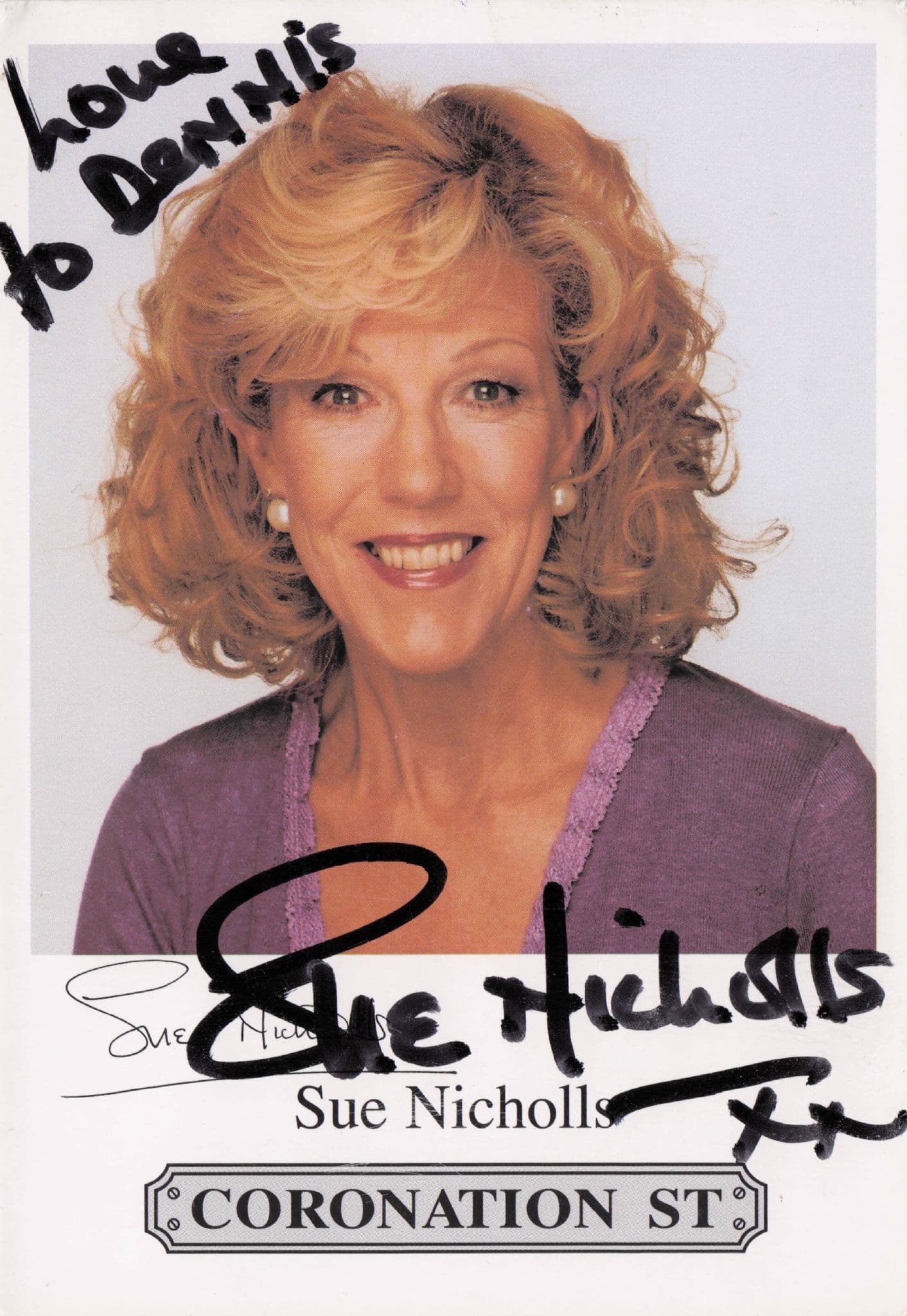 Sue Nicholls Coronation Street Hand Signed Cast Card Photo