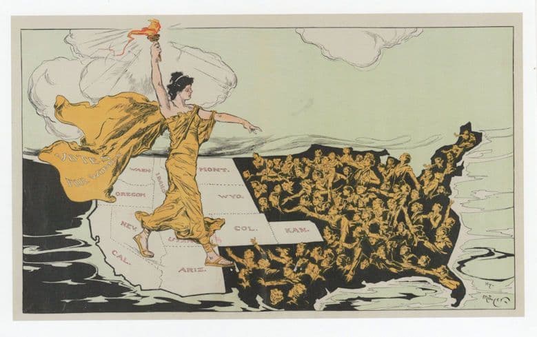 Suffragette Olympic Torch WW1 East American Map Poster Postcard