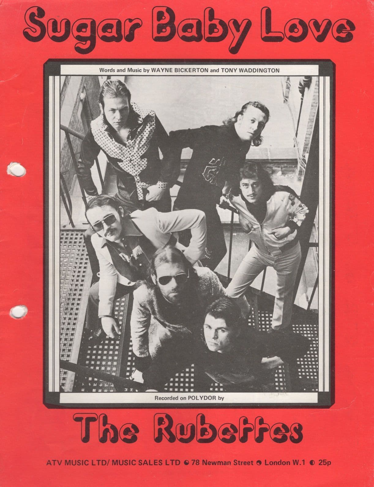 Sugar Baby Love The Rubettes 1970s UK Glam Rock Sheet Music