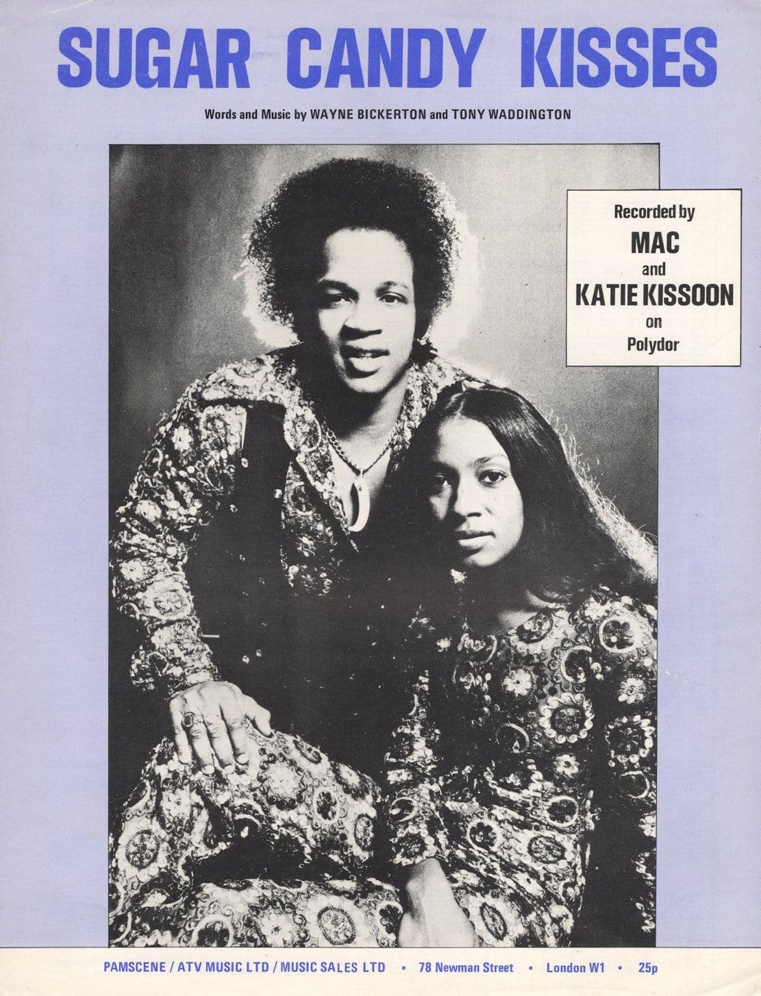 Sugar Candy Kisses Mac & Katie Kissoon 1970s Soul Disco Sheet Music