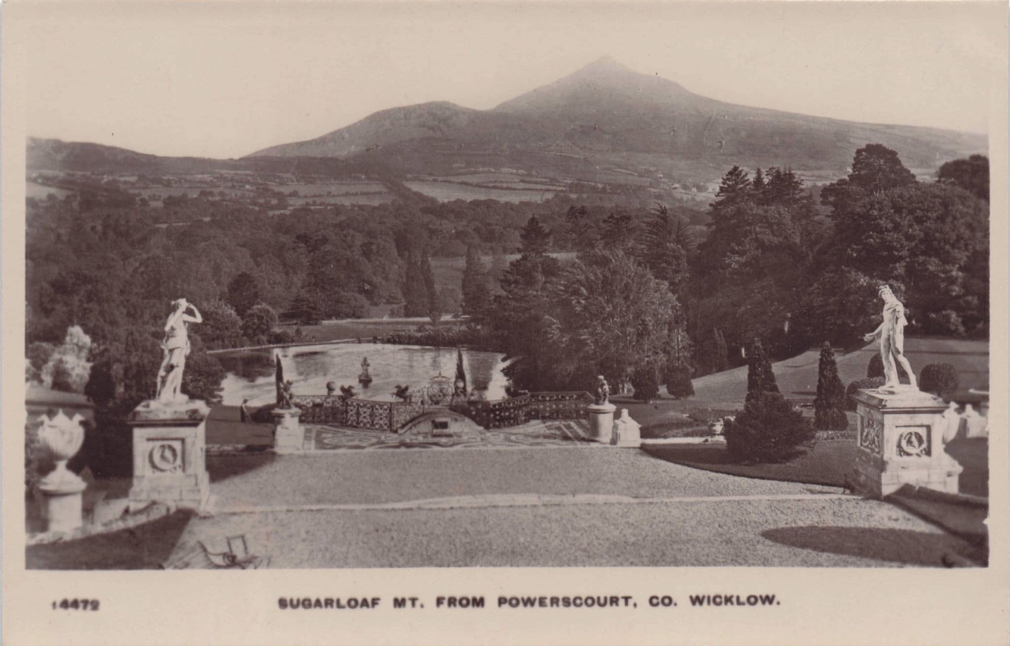 Sugarloaf Mt From Powerscourt Wicklow Irish Old RPC Postcard