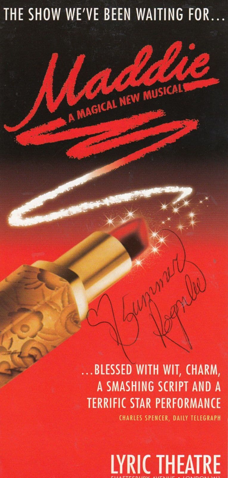 Summer Rognlie Maddie The Mustical London Shaftesbury Hand Signed Theatre Flyer