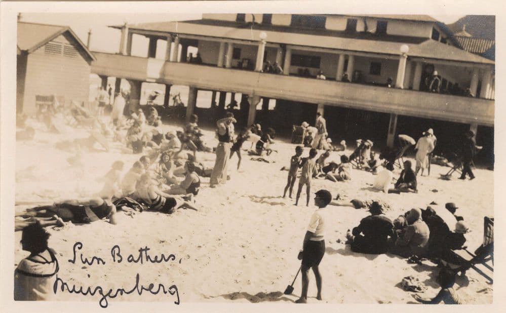 Sunbathers at Muizenberg Beach South Africa Antique RARE Postcard