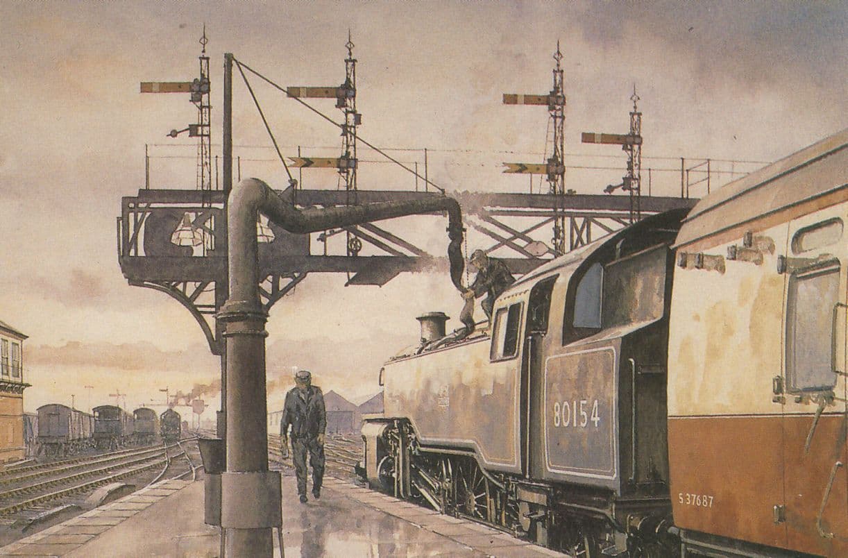 Sunrise At Ashford Railway Station Kent Painting Postcard