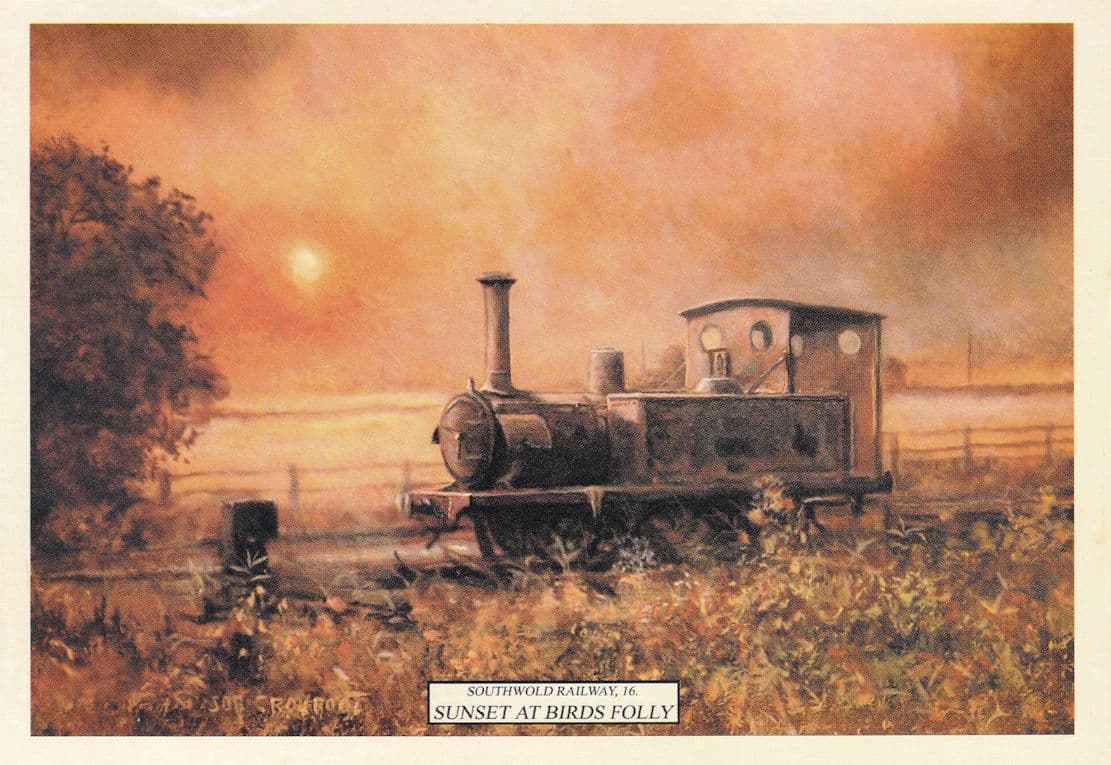 Sunset At Birds Folly Southwold Suffolk Train Postcard