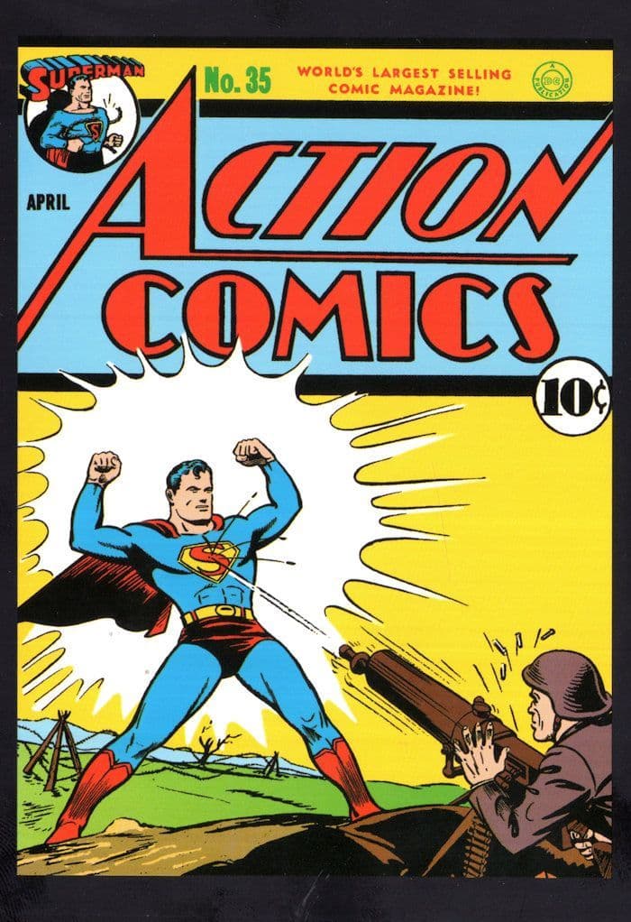 Superman Army Bullets Military WW2 Action Comic Book Cover Postcard