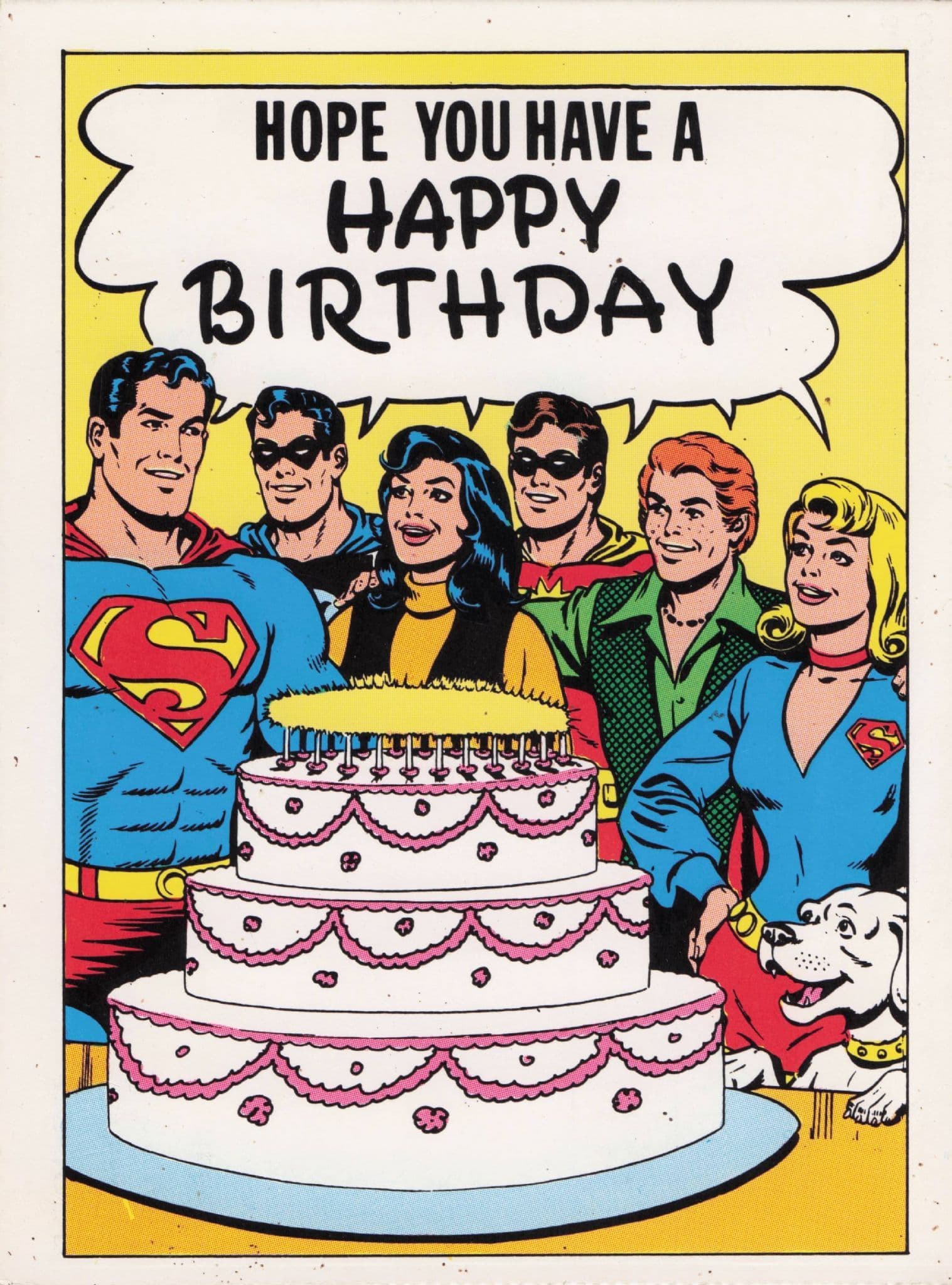 Superman Supergirl Happy Birthday Cake DC Comics Postcard