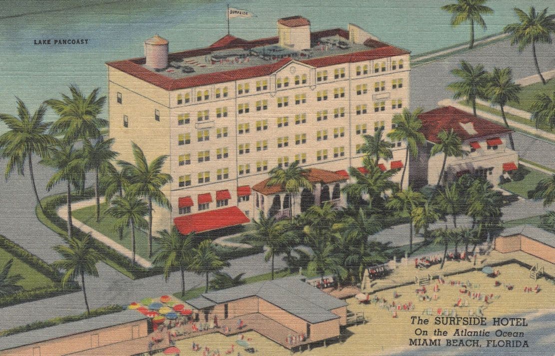Surfside Hotel on the Atlantic Ocean Miami Beach Postcard