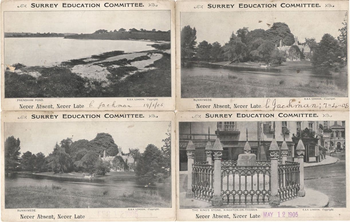 Surrey Education Committee 4x Runnymede Frensham Antique Postcard s