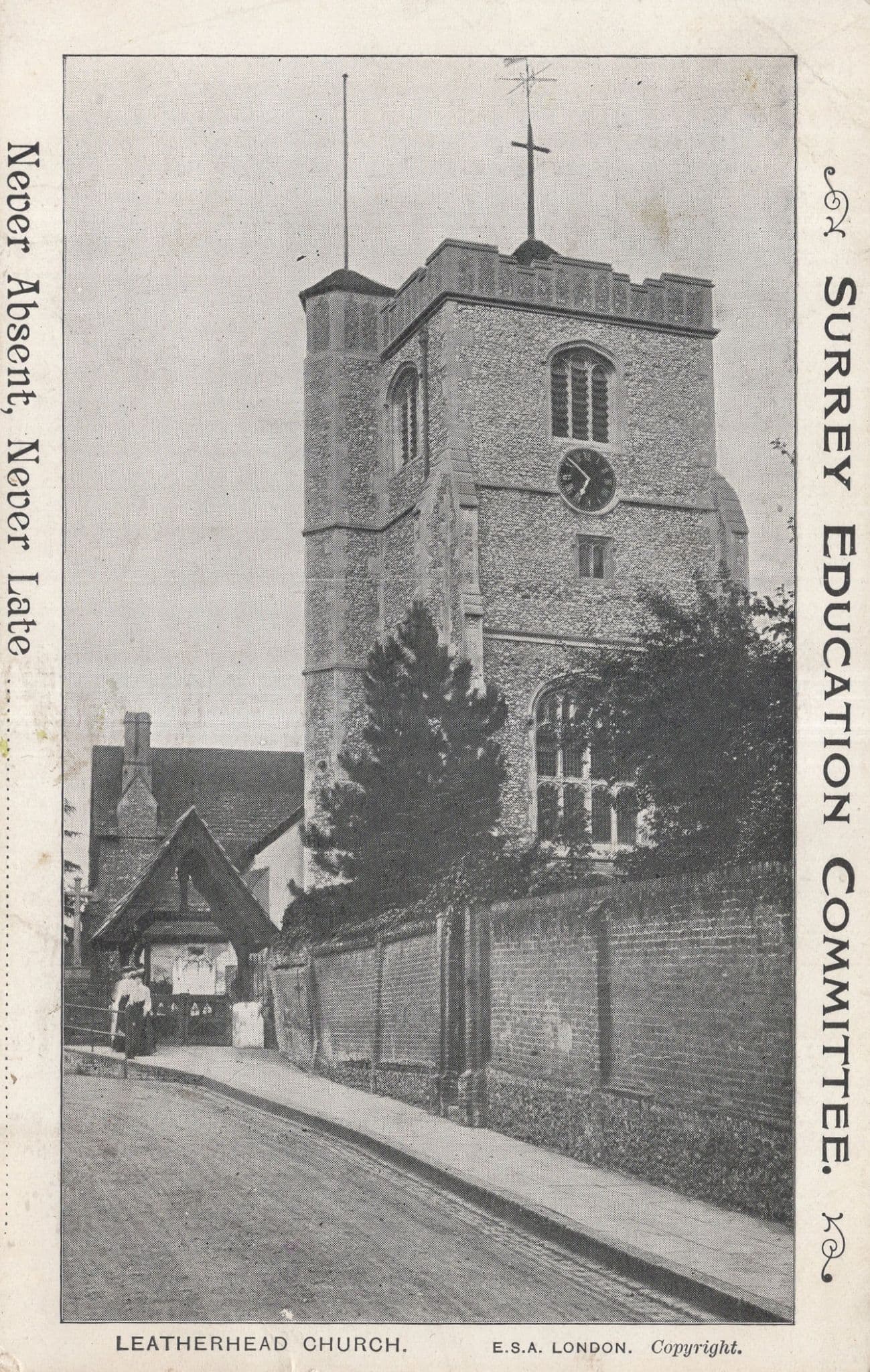 Surrey Education Committee Leatherhead Church Old Postcard
