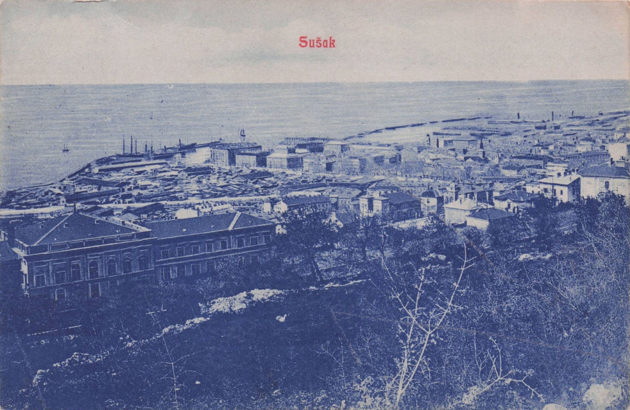 Susak Croatia Antique Aerial Postcard