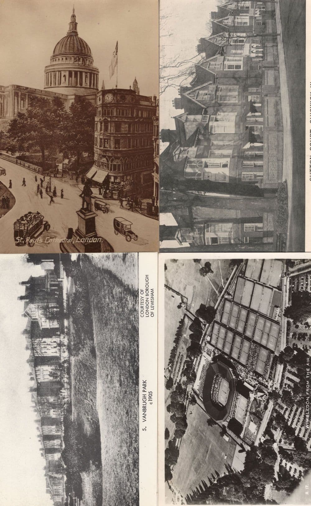 Sutton Court Chiswick Wimbledon Vanbrugh Park 4x London RPC Postcard s