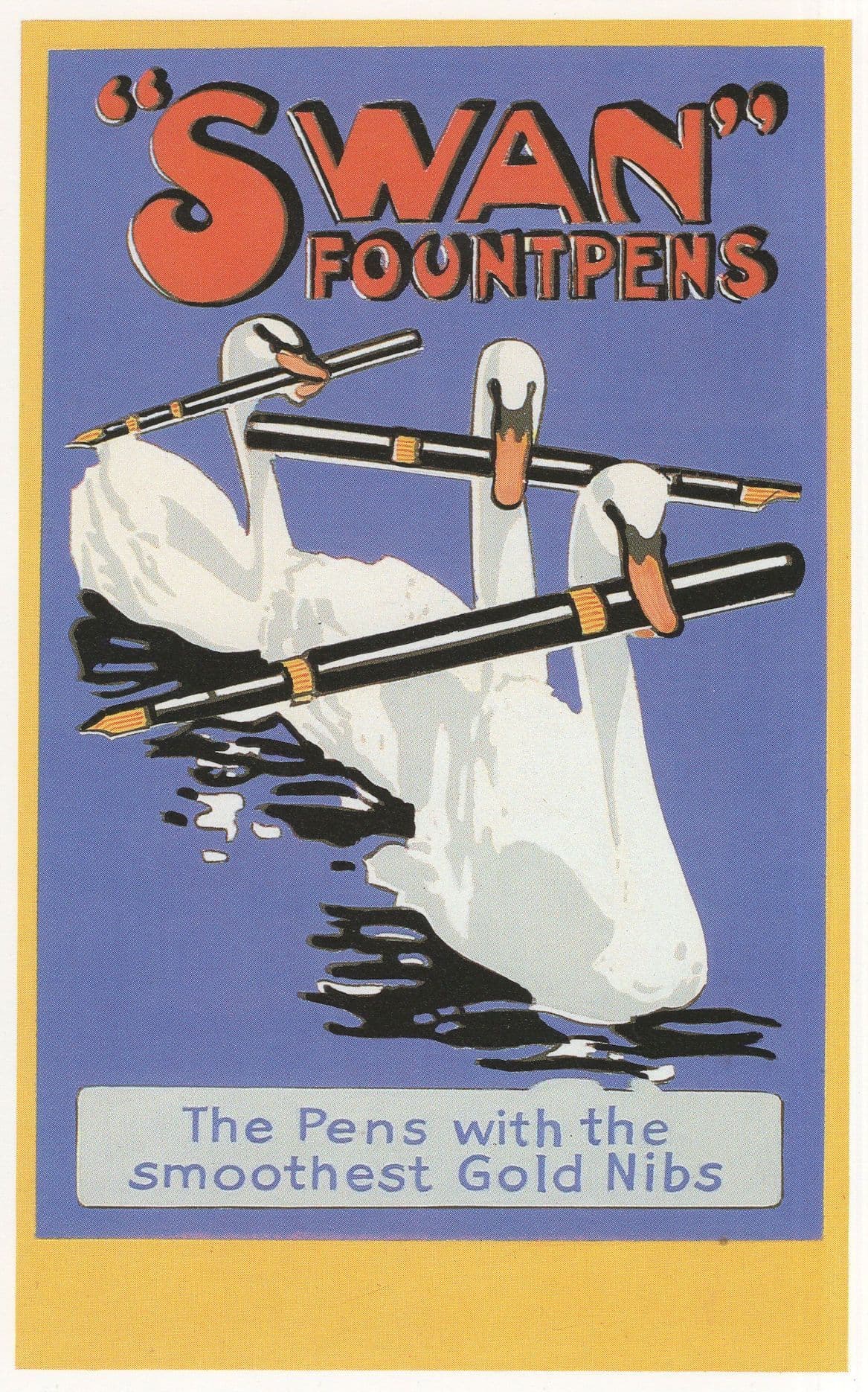 Swan Fountain Pens Fountpens Gold Nib Pen Advertising Postcard