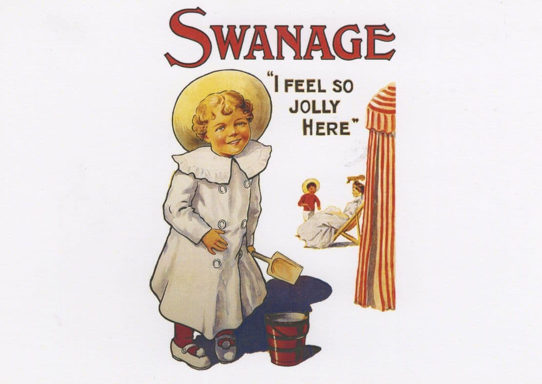 Swanage Dorset I Feel So Jolly Here Rare Old Poster Postcard