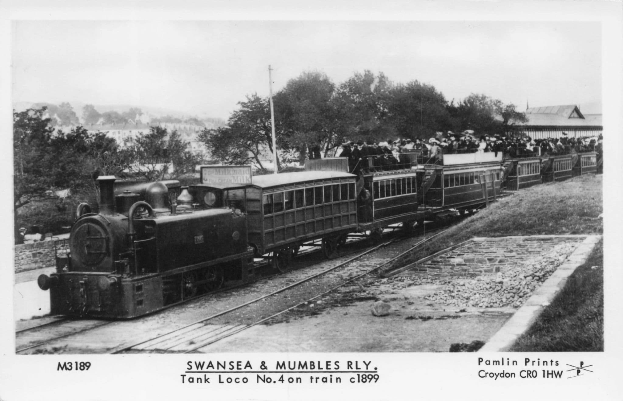 Swansea & Mumbles Victorian Old Welsh Train Pamlin Prints Railway RPC Postcard