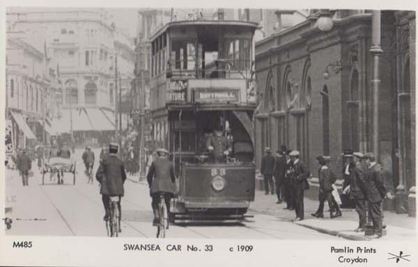 Swansea Tram Electric Car Bus Number 33 Brynmill Welsh Wales Real Photo Postcard