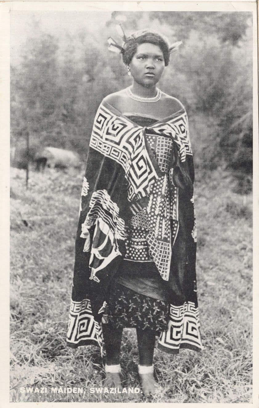 Swazi Maiden Woman Swaziland Vintage African Real Photo Postcard