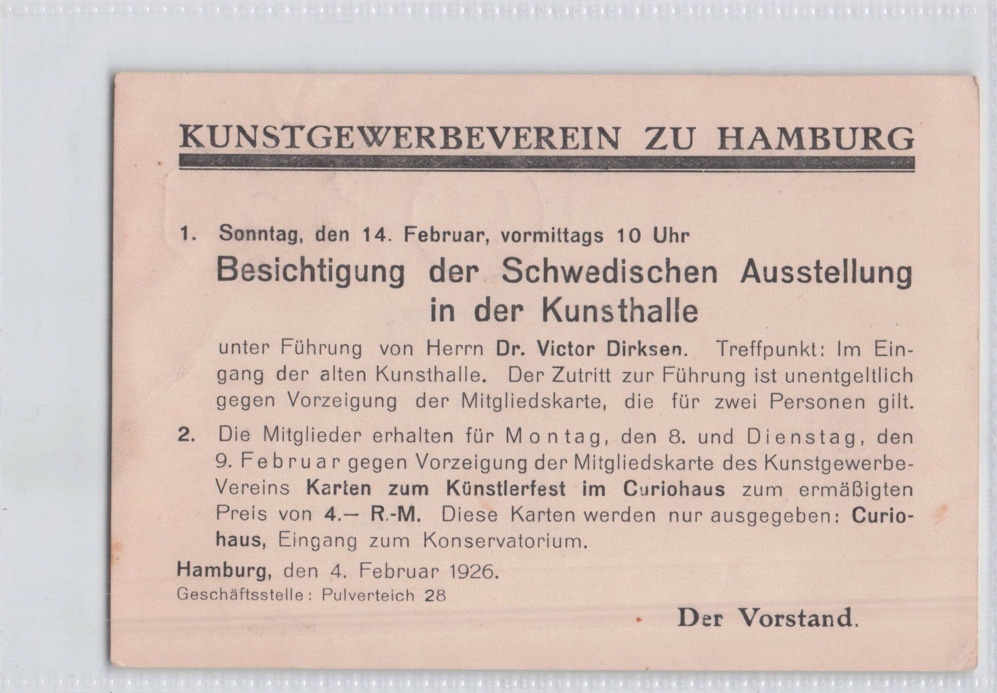 Swedish Exhibition Inspection Hamburg Arts & Crafts German Old Postcard
