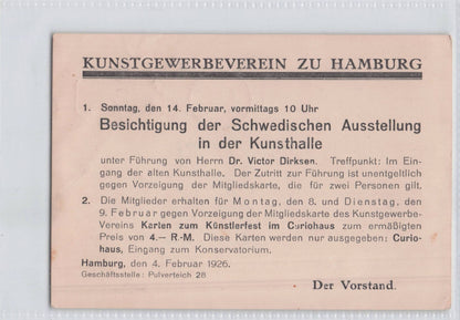 Swedish Exhibition Inspection Hamburg Arts & Crafts German Old Postcard