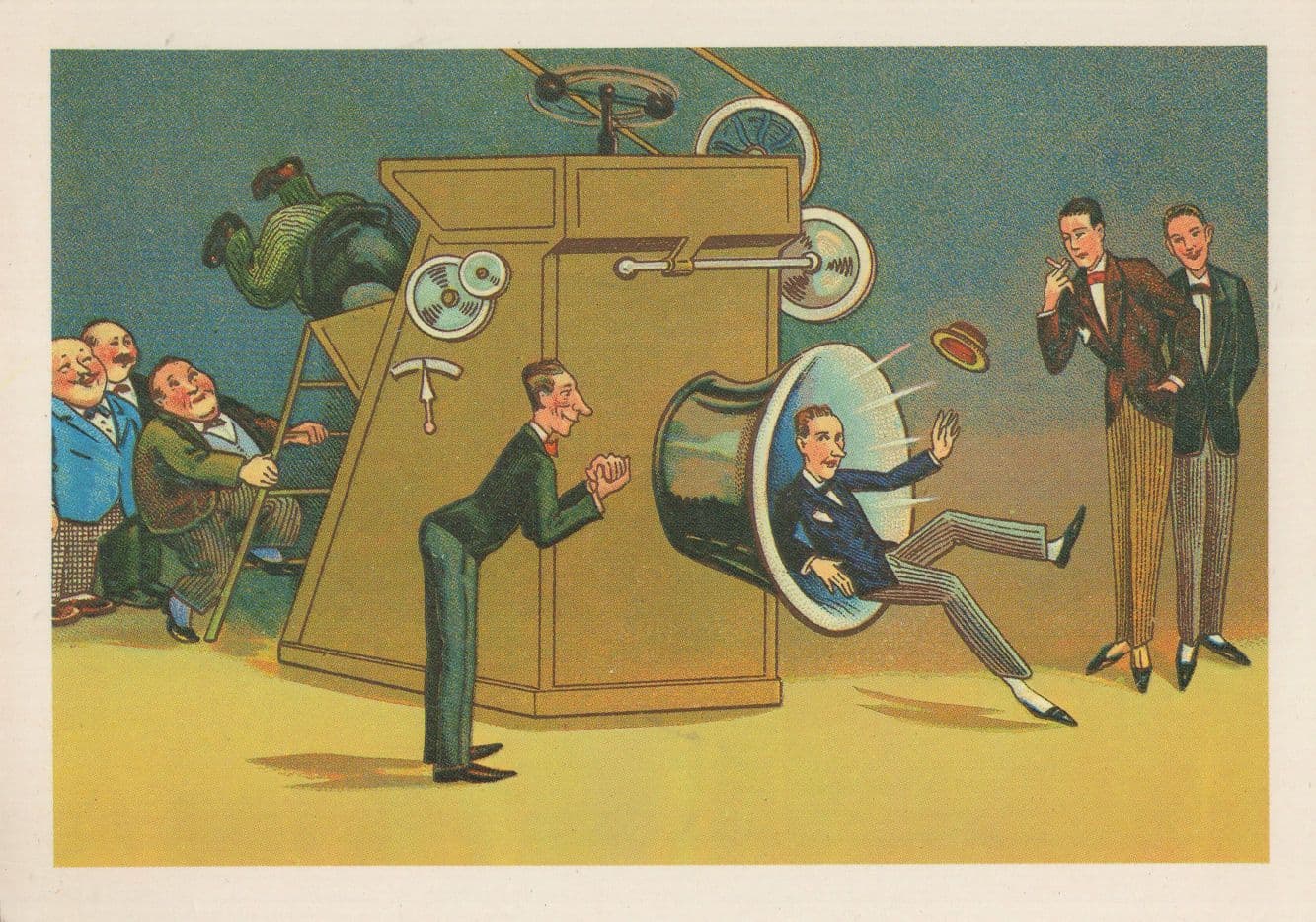 Swedish Human Chute Machine in 1930 Comic Art Postcard