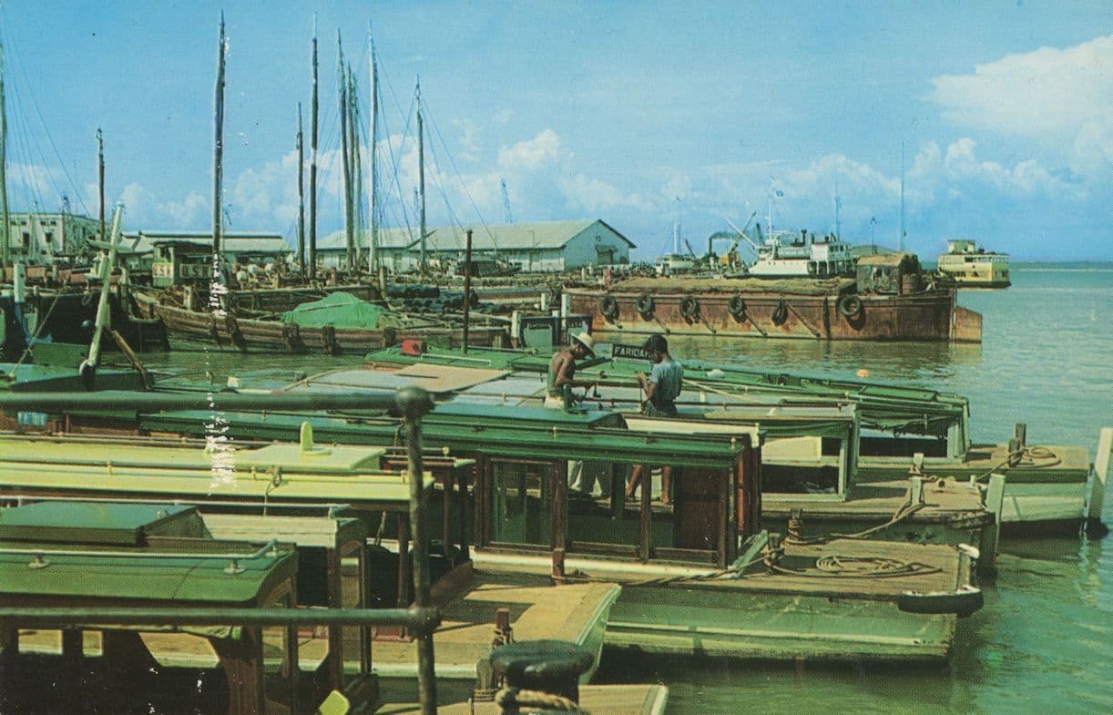 Swettenham Pier Penang Malaysia Boats Harbour Vintage Postcard