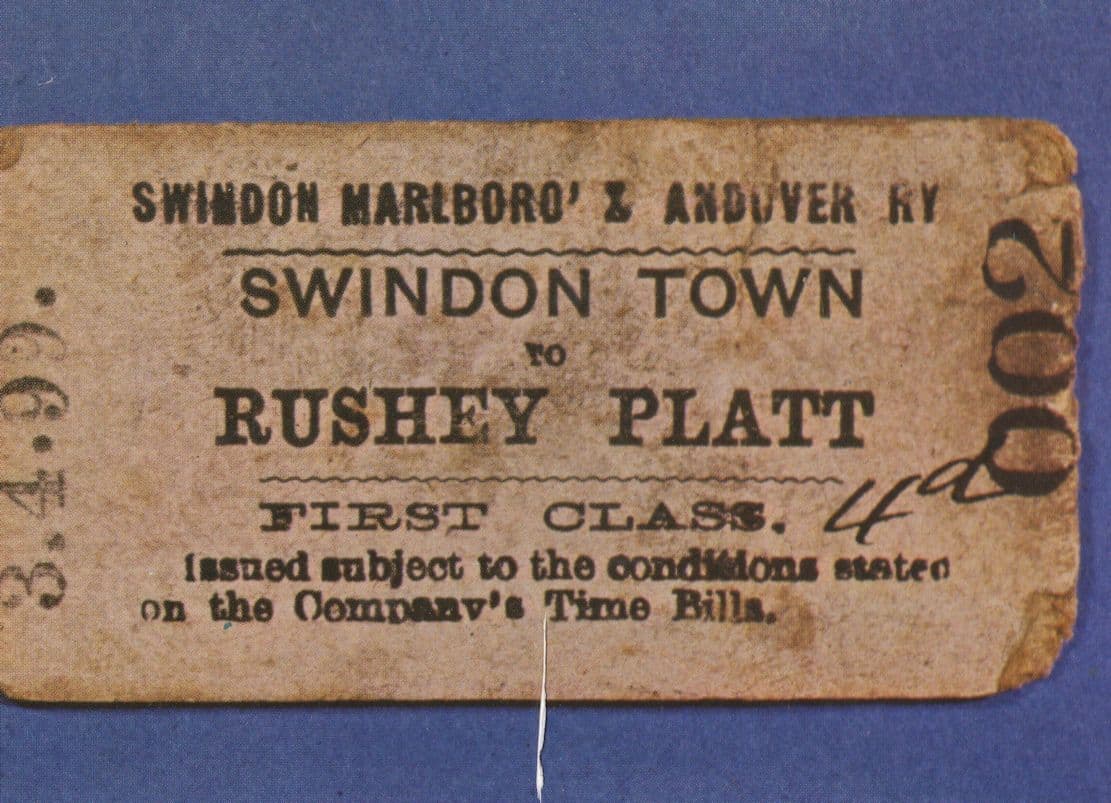 Swindon Rushey Victorian 1899 Train Railway Ticket Postcard