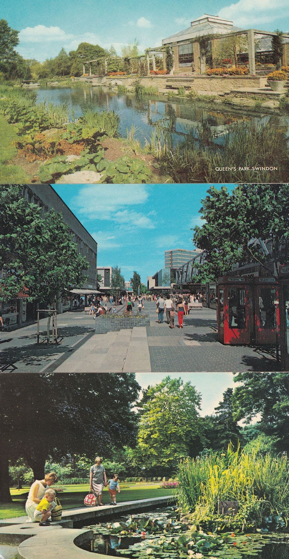 Swindon Shopping Precinct Square Tower Gardens 3x 1970s Postcard s