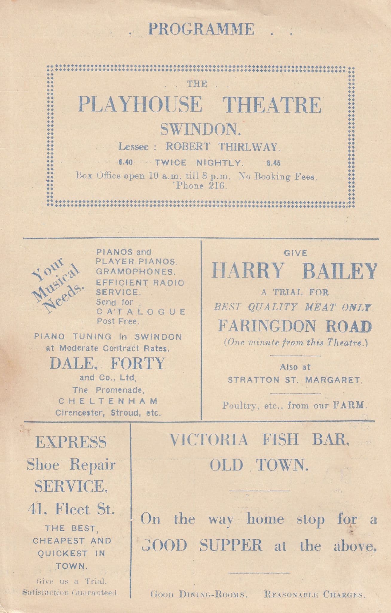 Swindon Theatre Wiltshire Radio Revels Old Musical Programme