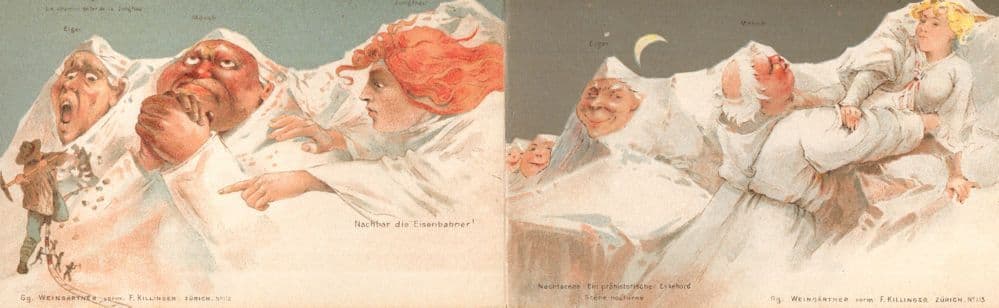 Switzerland Amazing Folding Comic Art Old Zurich 3x Postcard s