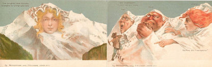 Switzerland Amazing Folding Comic Art Old Zurich 3x Postcard s