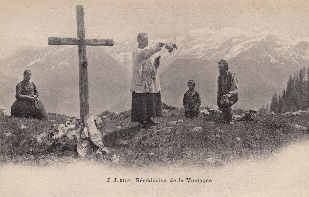 Switzerland Benediction De la Montagne Blessing Mountain Priest Antique Postcard