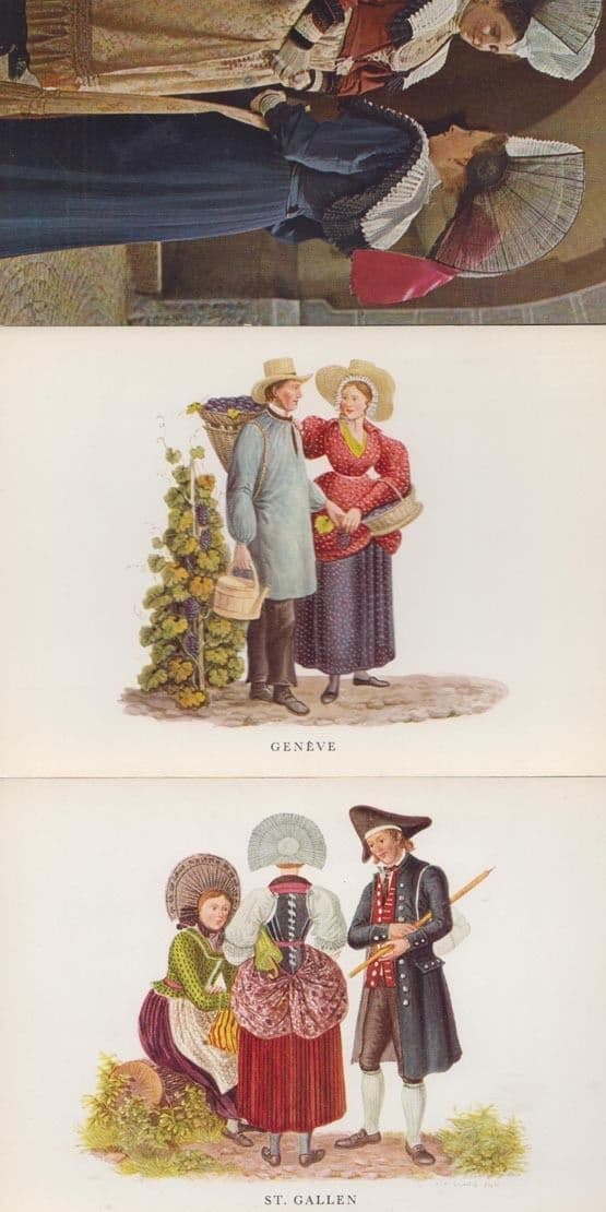 Switzerland Married Womens Fete Day Costume St Gallen Geneve 3x Swiss Postcard