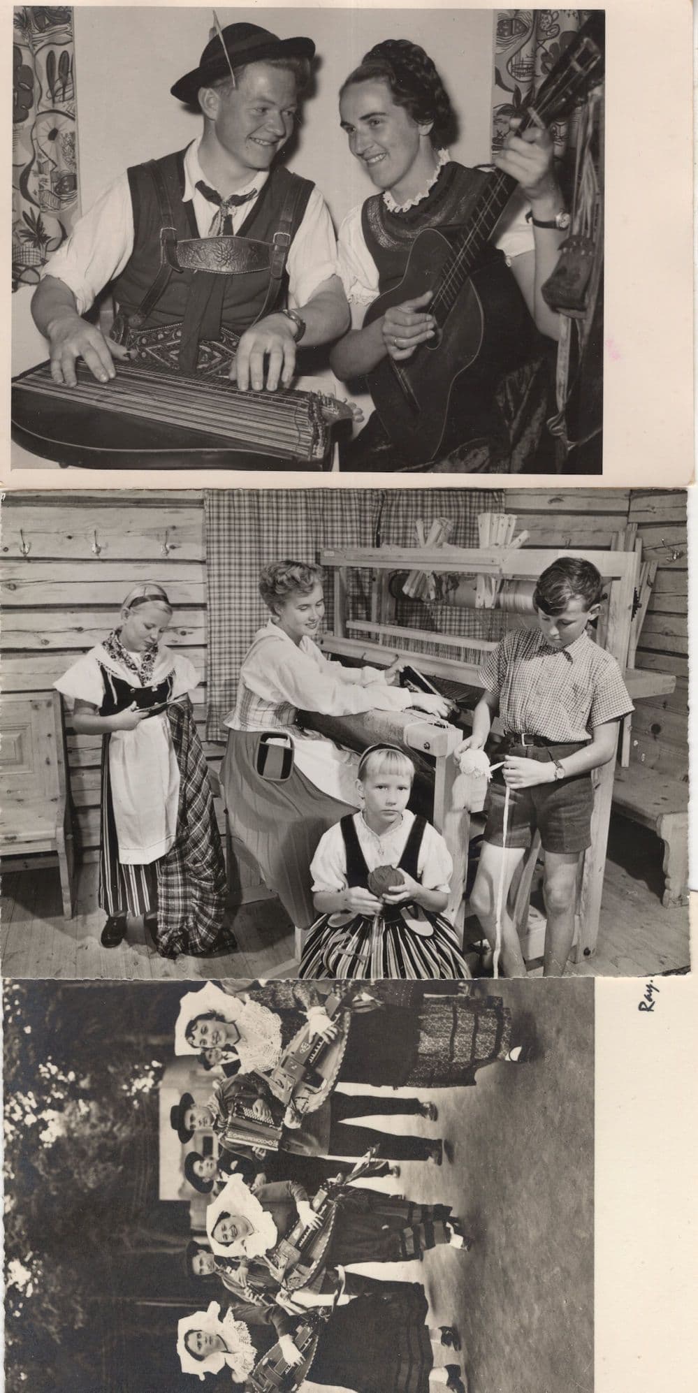 Switzerland Mother Crafts Making Clothes Vintage RPC 3x Postcard