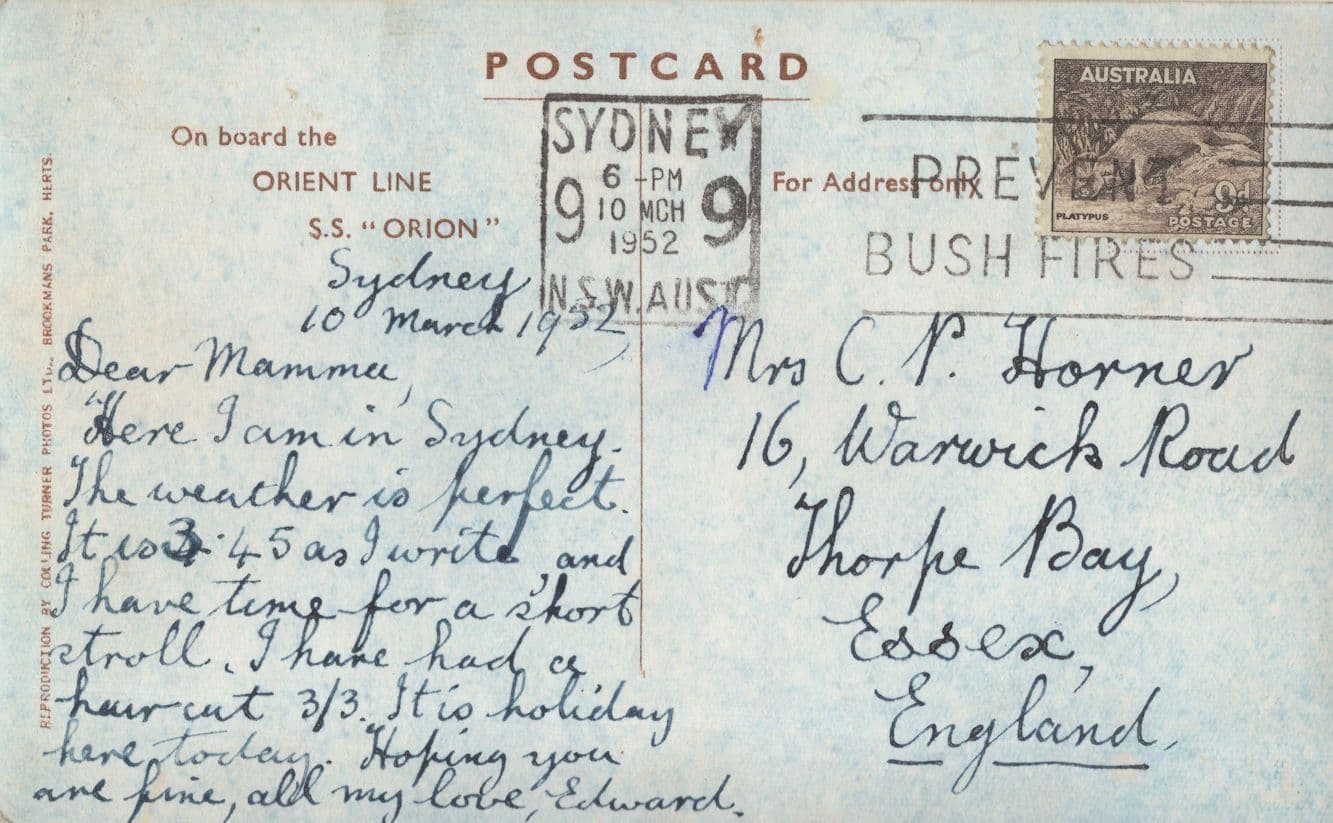 Sydney Martin Place On Board Orient Line Ship Australia Postcard