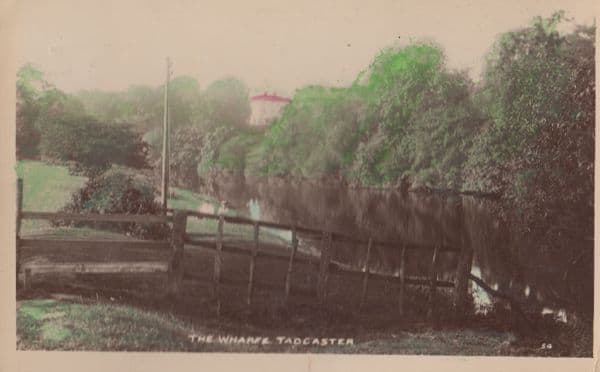 Tadcaster The Wharfe Vintage 1922 Postmark Frank Lovers On River Green Postcard