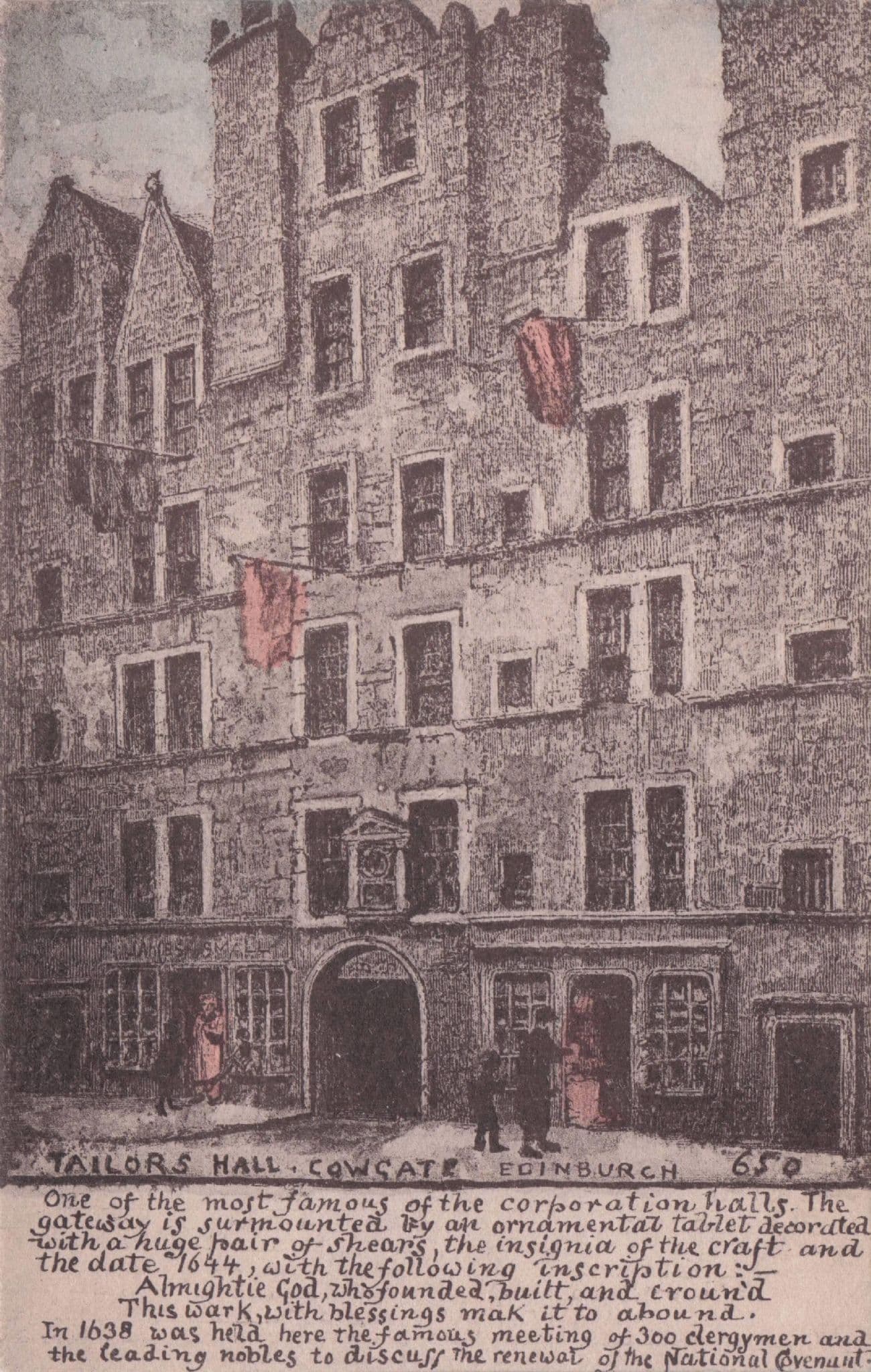 Tailors Hall Cowgate Edinburgh Rare Phillimore Old Painting Postcard