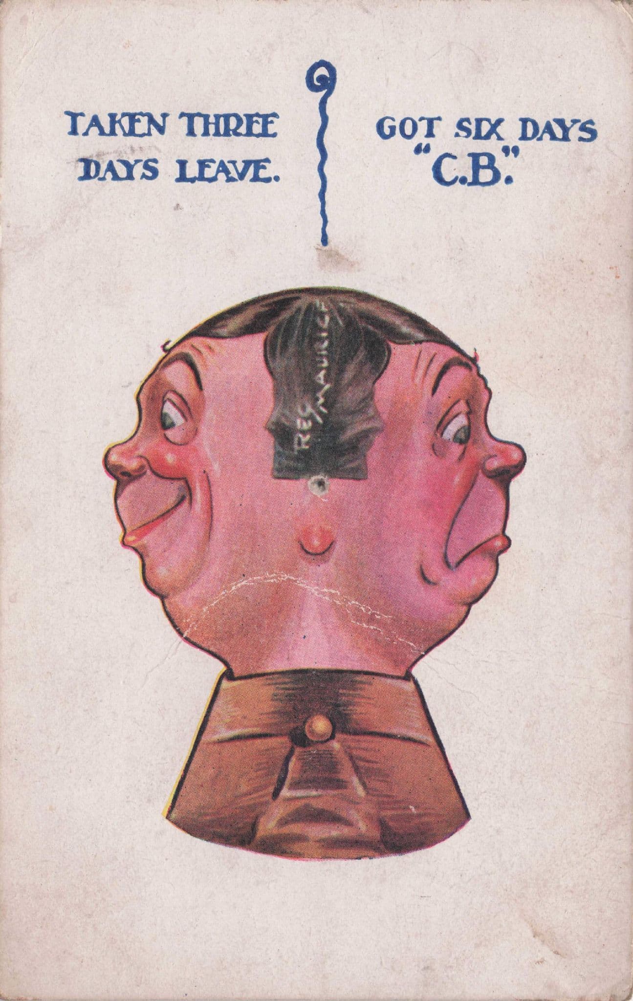 Taken Three Days Leave Military Army WW1 Comic Old Postcard
