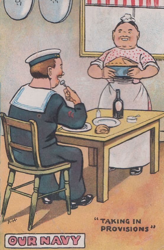 Taking In Provisions Bread Beer Rationing Baking A Loaf Military Old Postcard