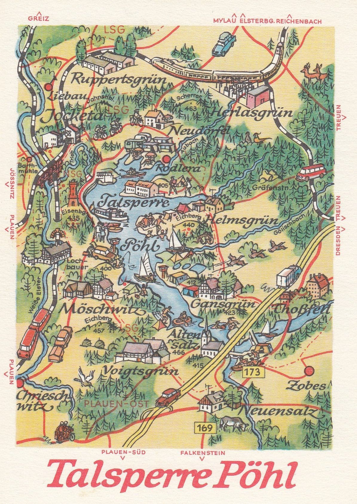 Talsperre Pohl Helmsgrun Moschwitz Ruppertsgrun German Karte Map Postcard