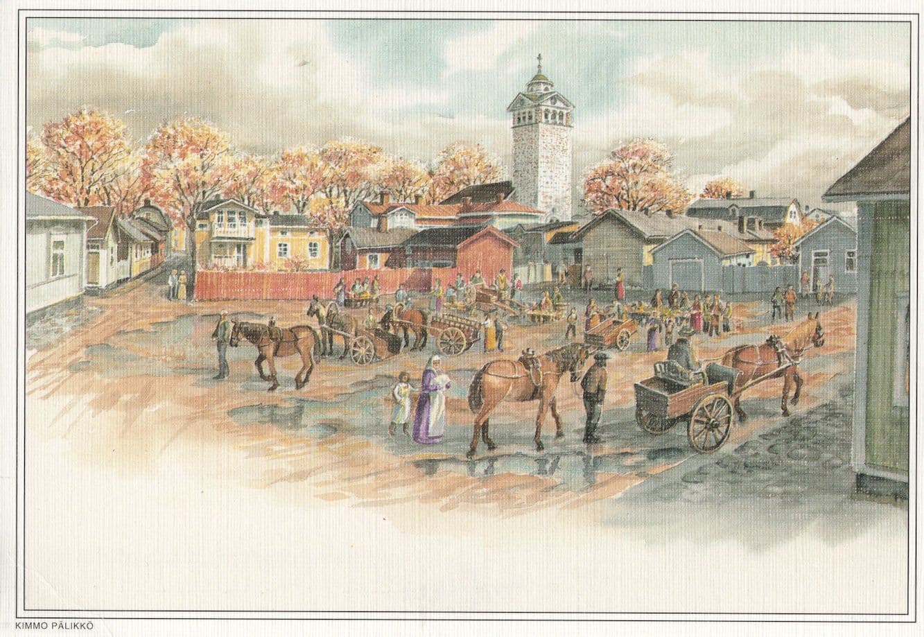 Tammisaari Ekenas Finland Linen Horse Painting Postcard