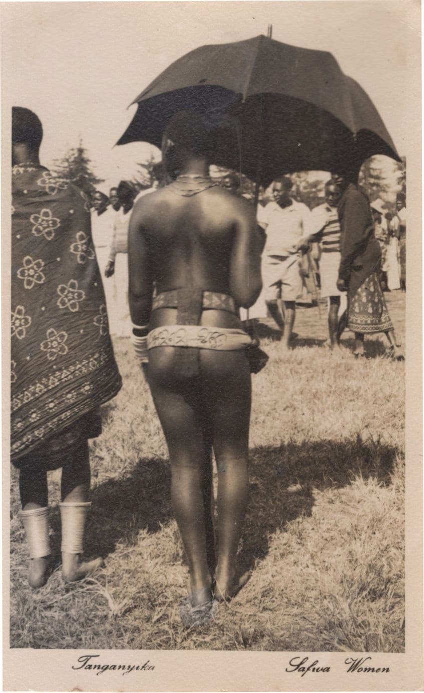 Tanganyika Umbrella Woman East African Vintage Real Photo Postcrd